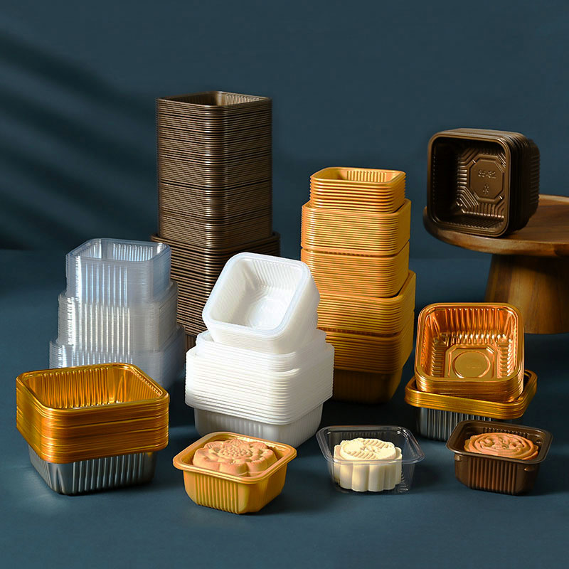 Wedding Cake Supply - 100 adet Mooncake Plastik Tepsi PET