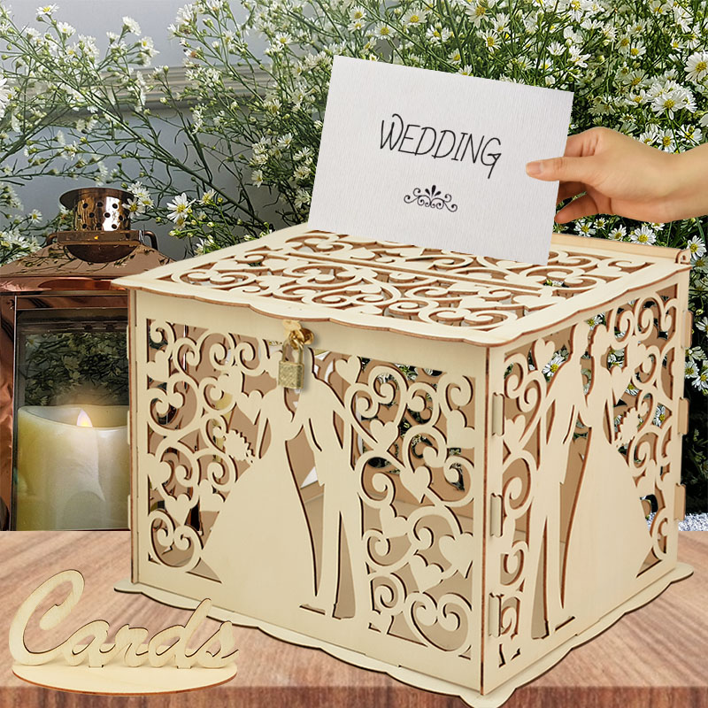 Wedding Supply Rentals - Düğün Ahşap Hediyeler Kart Kutuları Kilitli