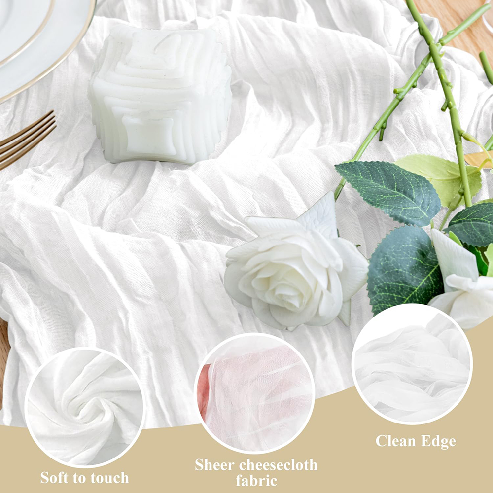 Beyaz Tülbent Masa Koşucu Boho - Wedding Supply Rentals incelemesi ve fiyatı